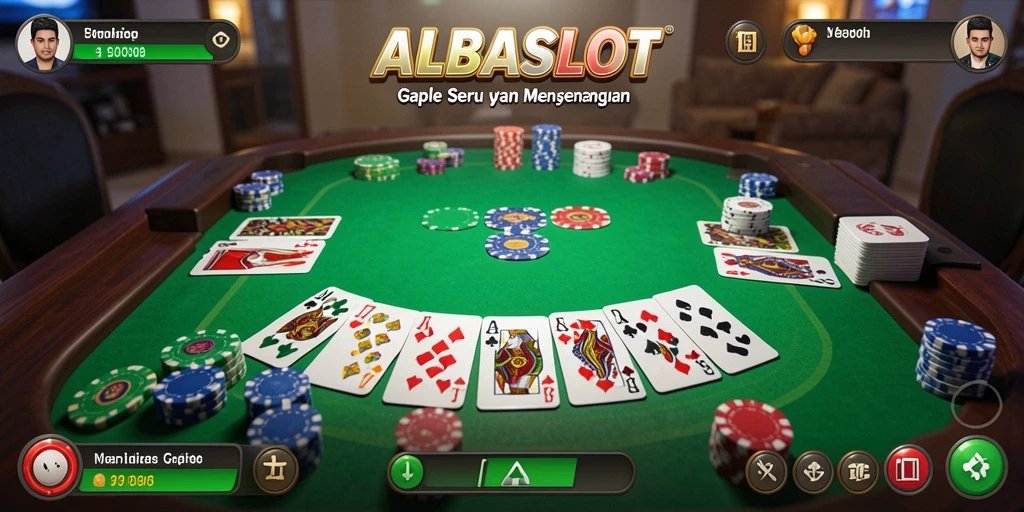 Tampilan gameplay seru dalam permainan Gaple ALBASLOT.