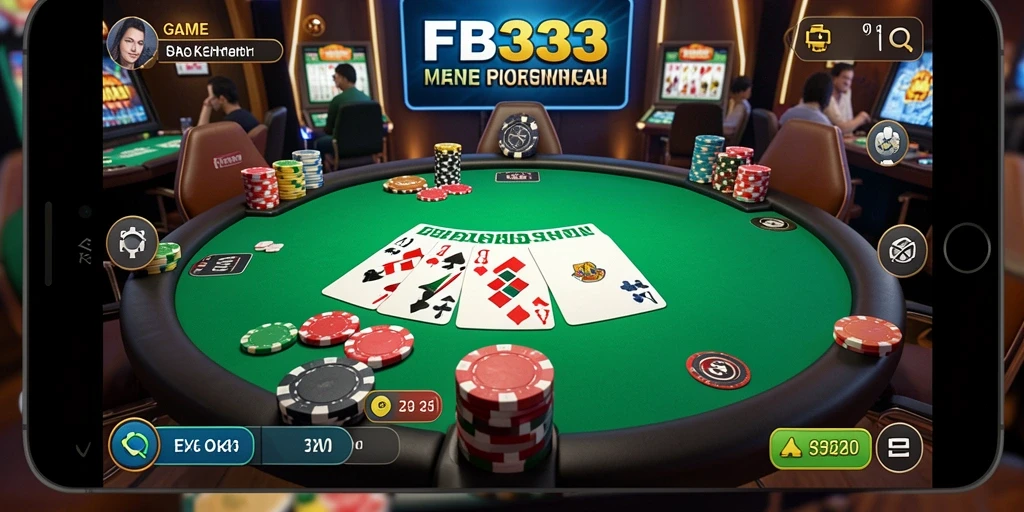 Tampilan gameplay FB333 dengan berbagai pemain poker yang bersaing.