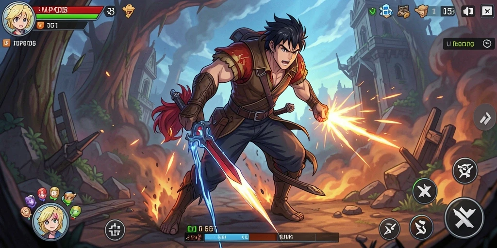 Tampilan seru gameplay MPO08 saat menjelajahi dunia Anime.