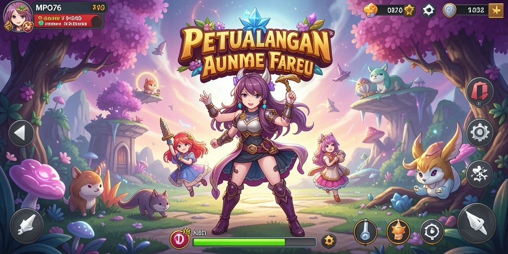 Screenshot gameplay MPO76 menampilkan pertempuran karakter Anime.