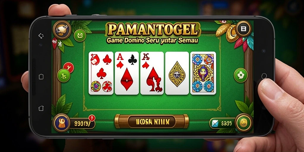 Screenshot utama gameplay <strong>PAMANTOGEL</strong> yang menampilkan suasana permainan Domino yang menarik.