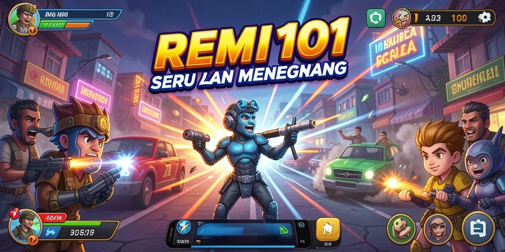 Tampilan gameplay seru dalam REMI101, menampilkan aksi menarik.