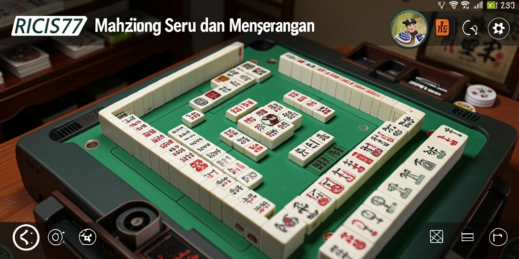 Tampilan gameplay seru di RICIS77 saat mencocokkan ubin Mahjong.