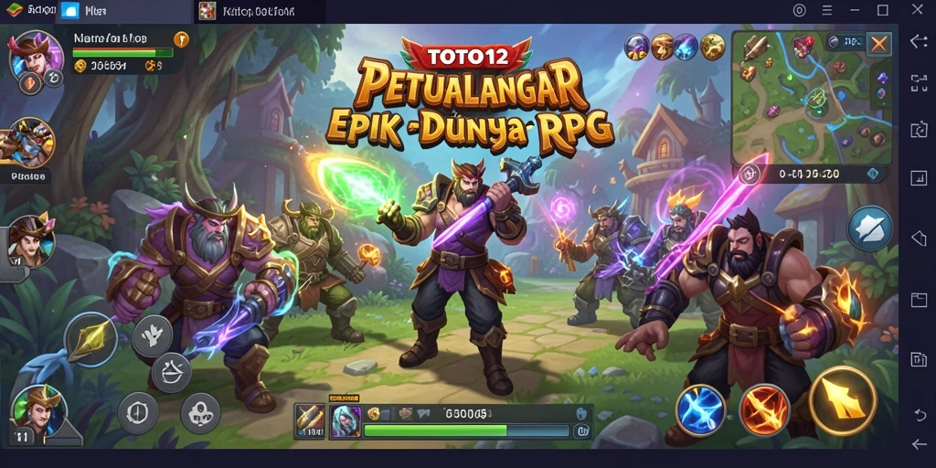 Tangkapan layar utama TOTO12 menampilkan aksi seru dalam pertarungan RPG.