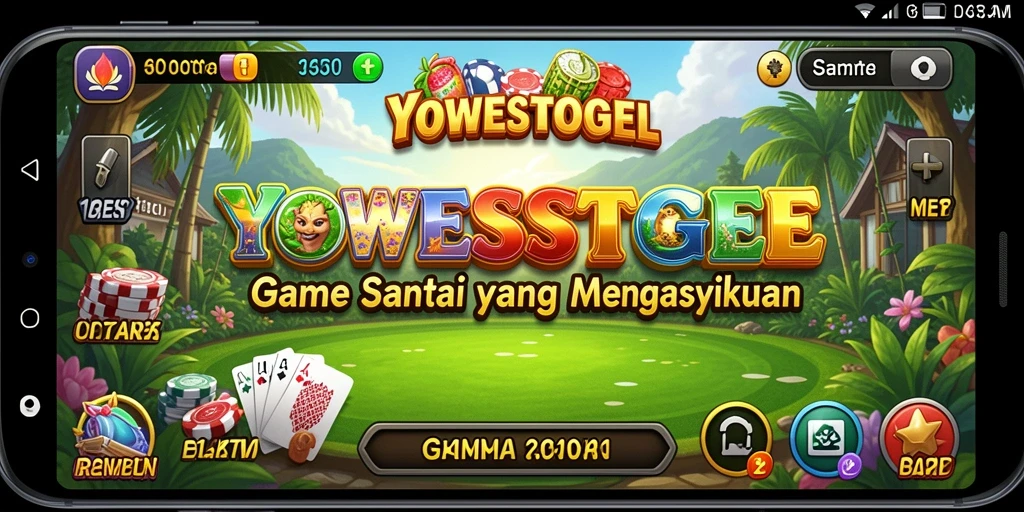 Tampilan gameplay YOWESTOGEL yang ceria dan penuh warna.